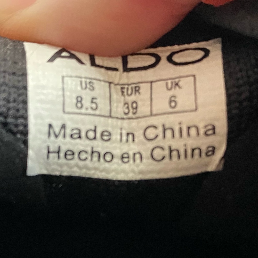 Aldo comfortable black fabric mesh lace up slip on sneakers white bottom 8.5 - Picture 10 of 10